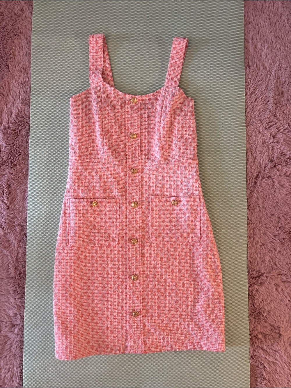 Rachel Zoe Pink Tweed Button-Up Mini Dress